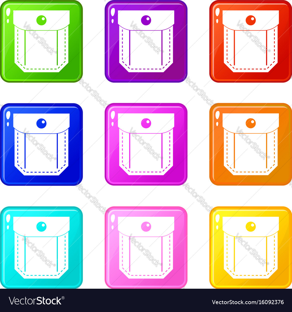 Pocket with valve and button set 9 Royalty Free Vector Image