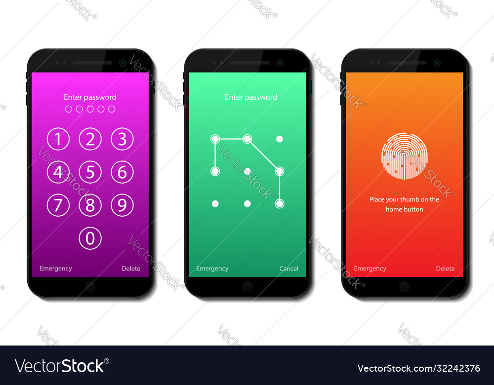 Screen lock on mobile phone interface unlock Vector Image