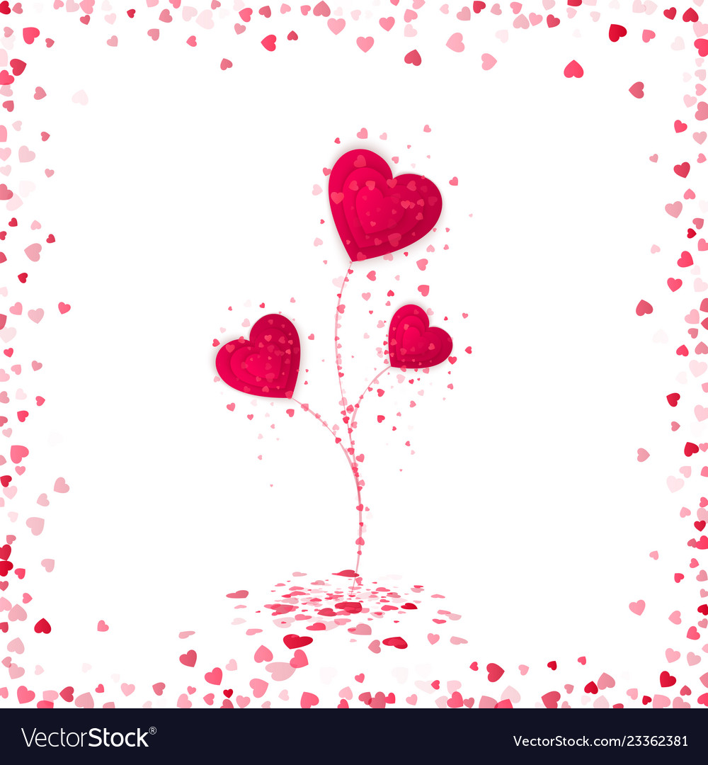 Flower from red paper hearts romantic scattered vector image Flower from red paper hearts romantic scattered