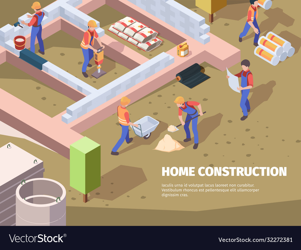 Workers foundation building architects and Vector Image