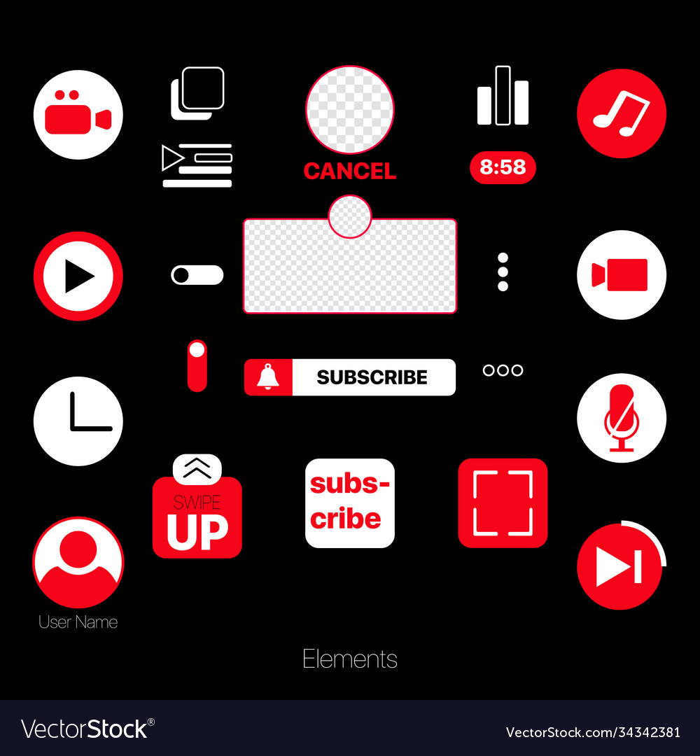 Youtube Elements Set For Video Blog Design Vector Image