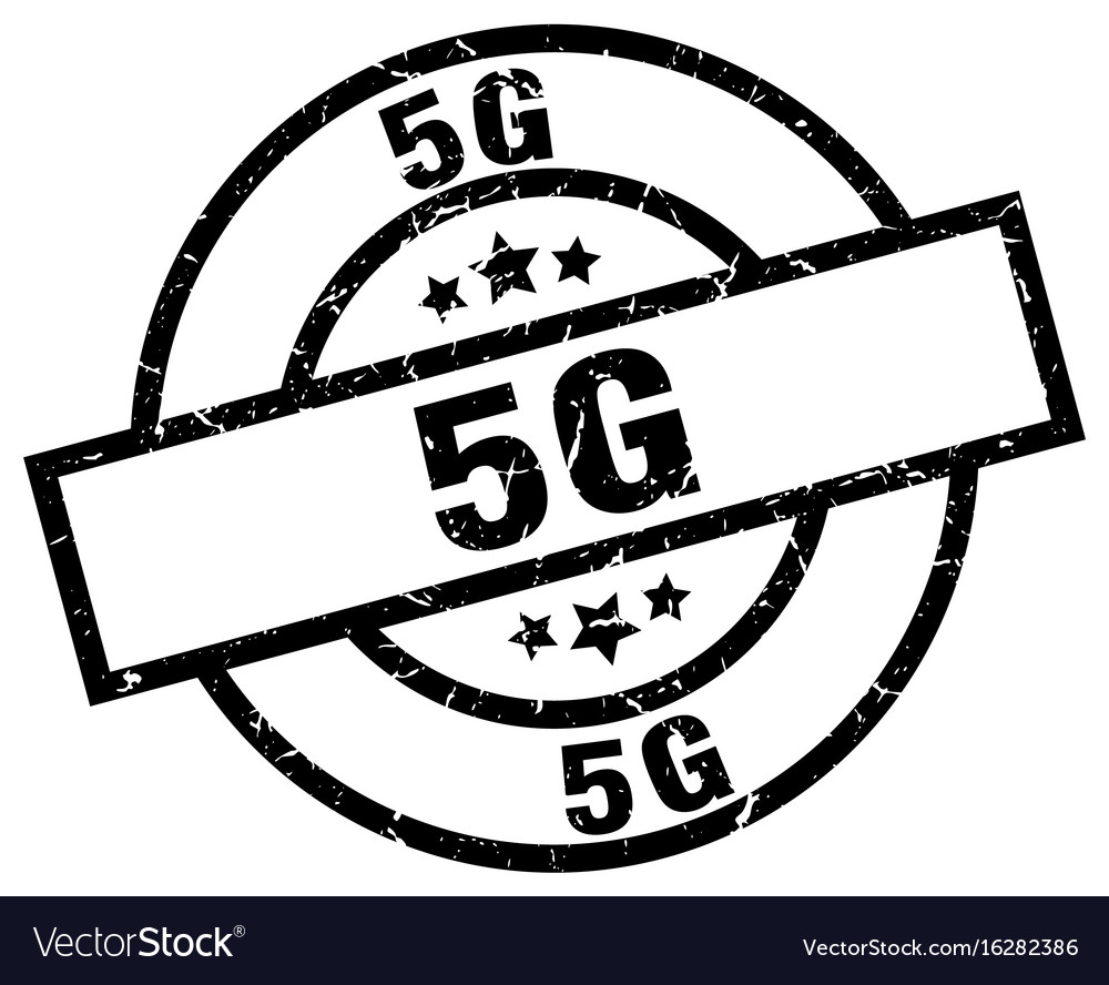 5g round grunge black stamp Royalty Free Vector Image