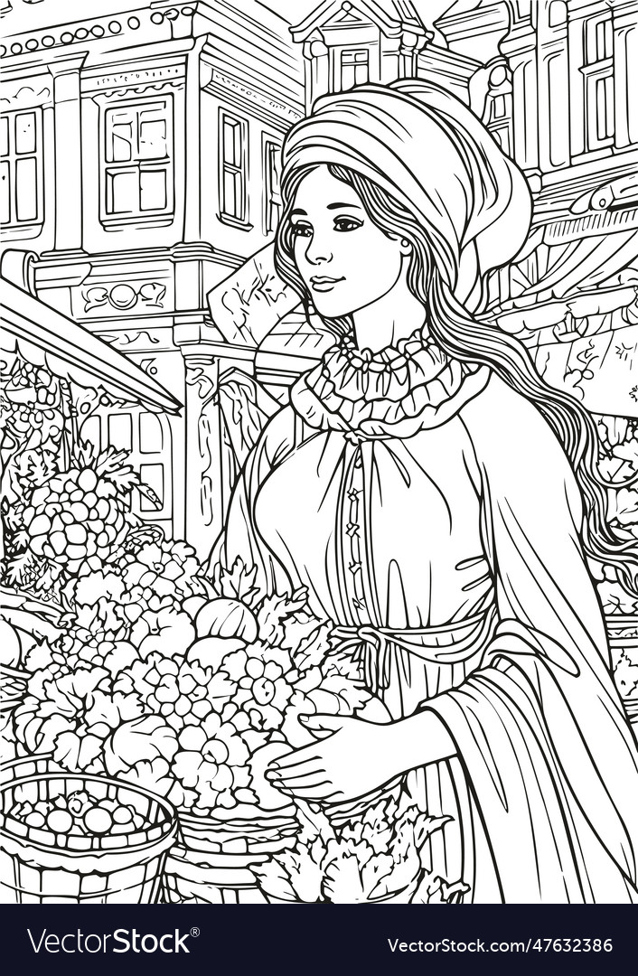 Enchanted realm princess coloring book pages Vector Image