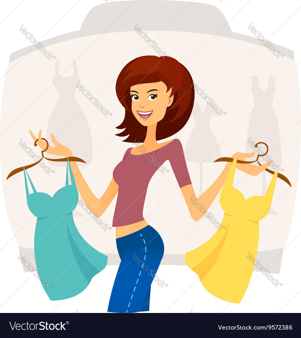 Fashion shopping girl on sales in shopping mall Vector Image