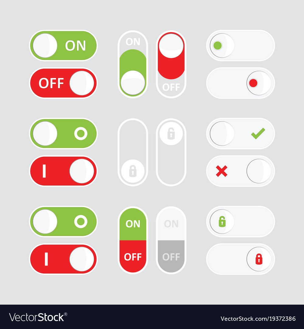 Set of colorful toggle switch icons flat icon Vector Image