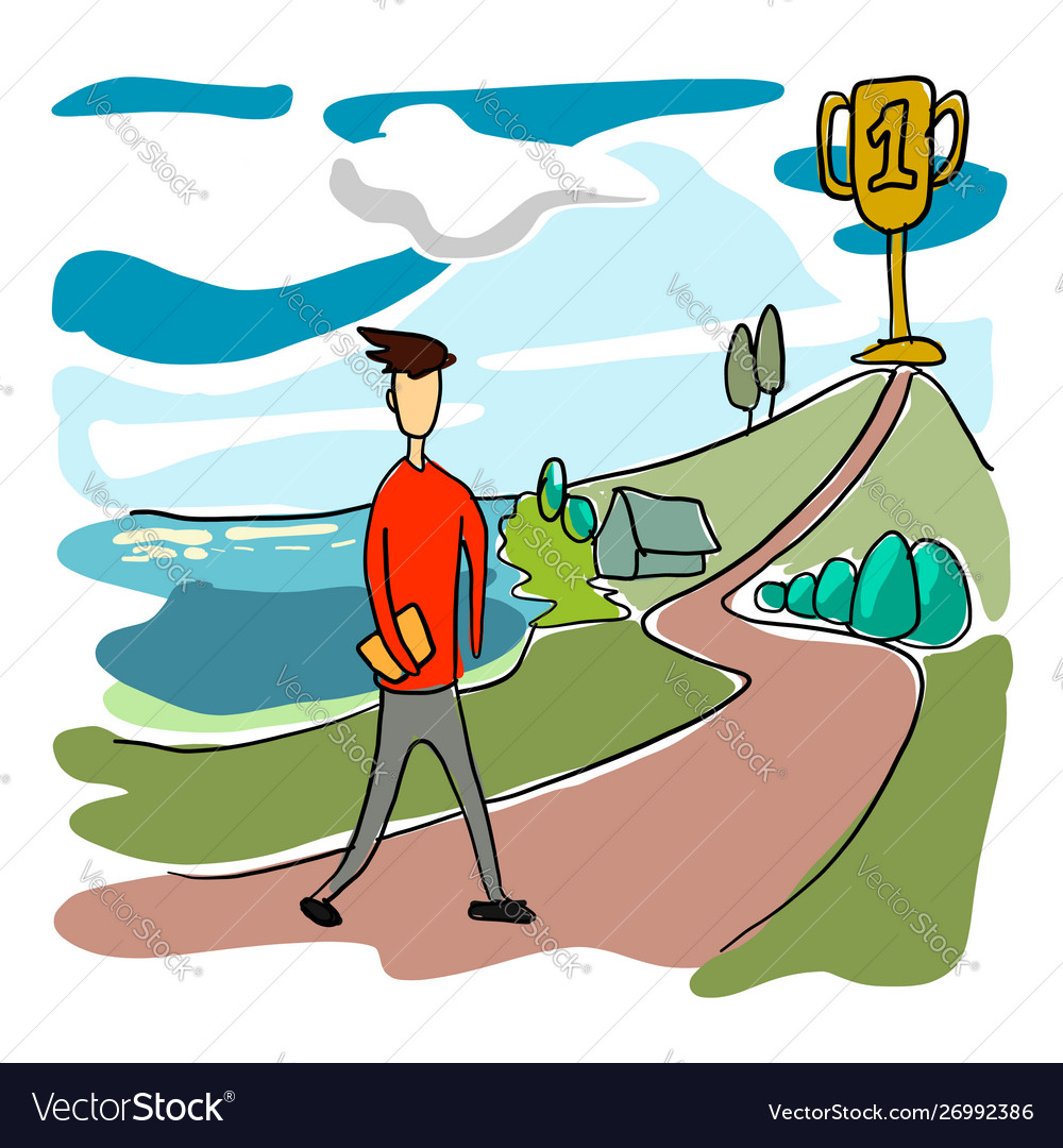 Simple drawing style a man holding book Royalty Free Vector