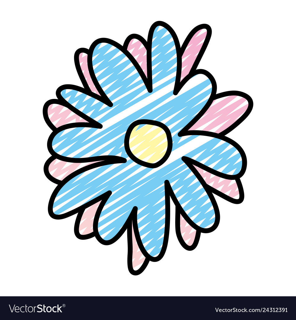 Doodle nice flower with tropical petals design