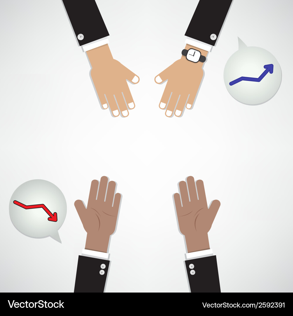 Hands of businessman with graph increase Vector Image