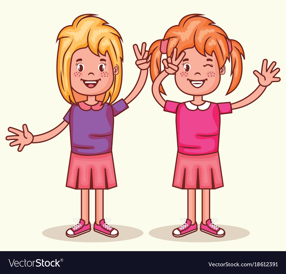 Happy little girls avatars characters Royalty Free Vector