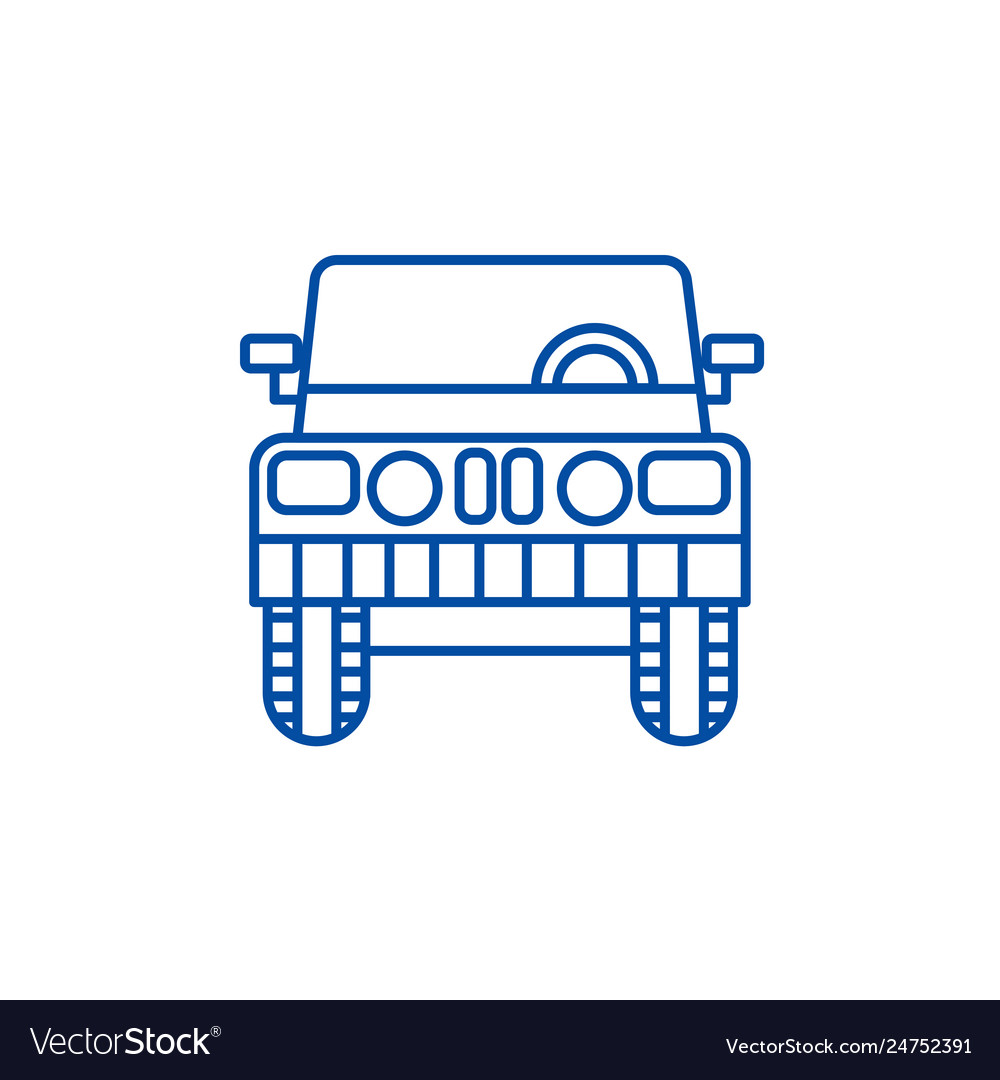 Jeep front view line icon concept front Royalty Free Vector