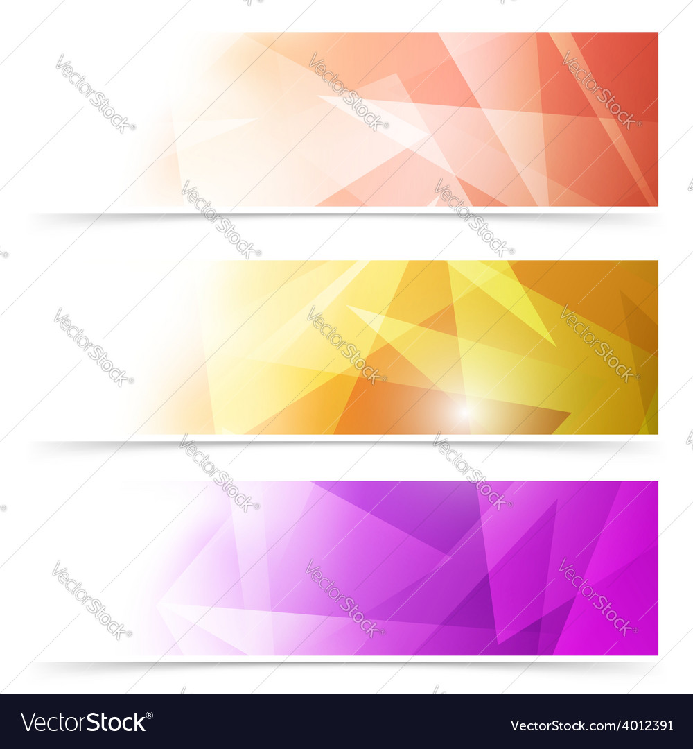 Modern triangular web banner collection Royalty Free Vector