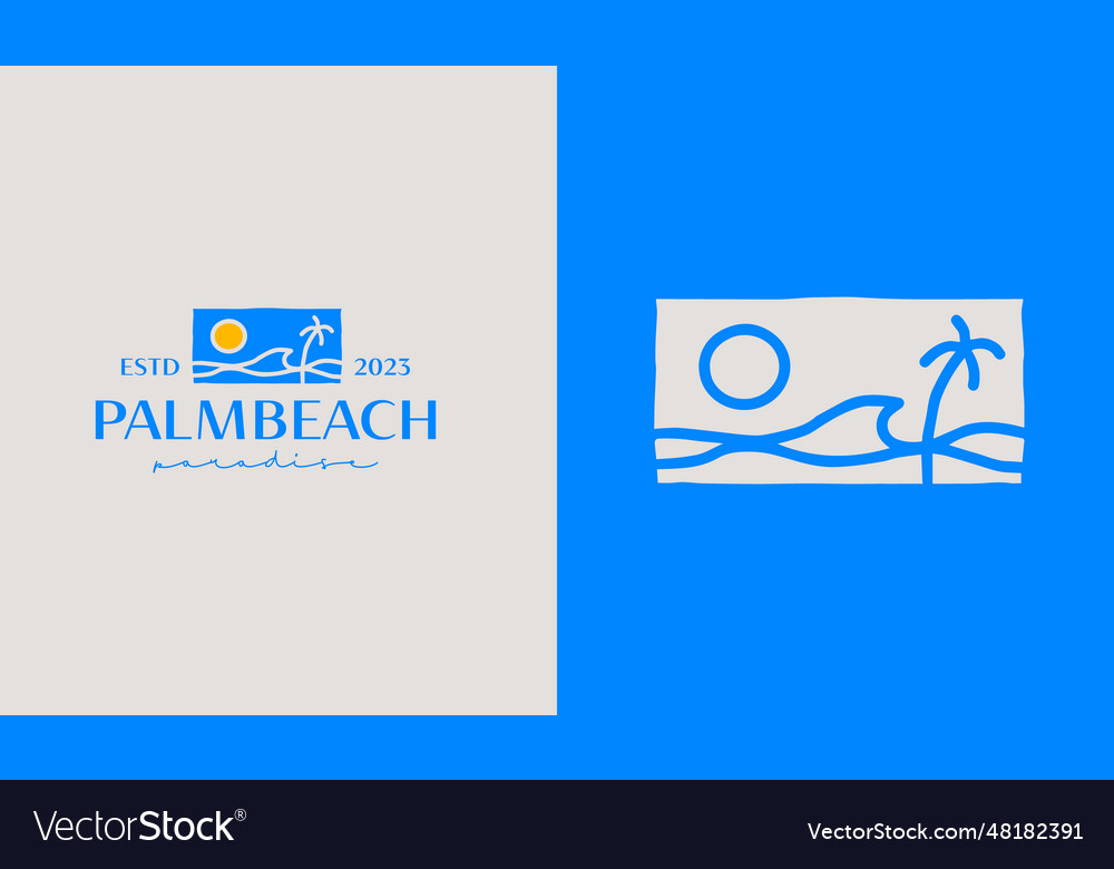 Palm tree beach logo template universal creative Vector Image