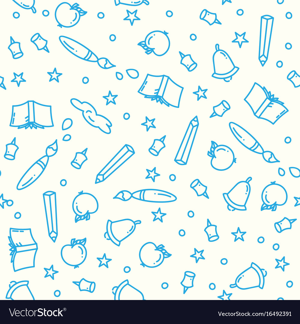 Pattern of back to school with thin line icons