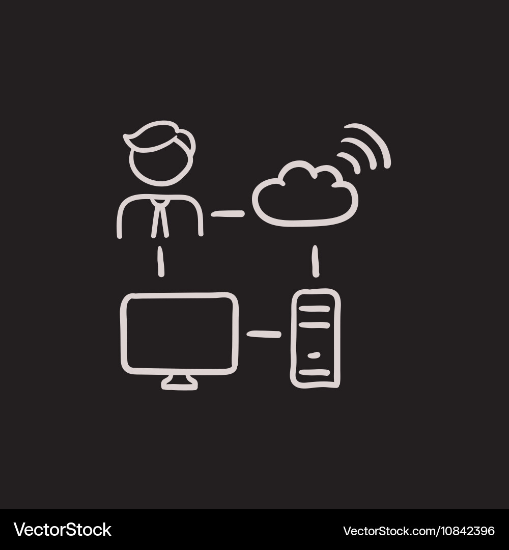 Cloud computing sketch icon Royalty Free Vector Image
