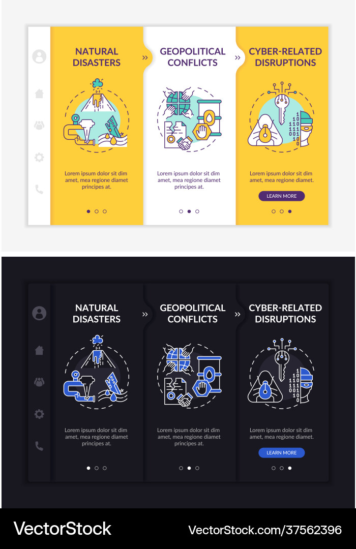 Power secure risks onboarding template Royalty Free Vector