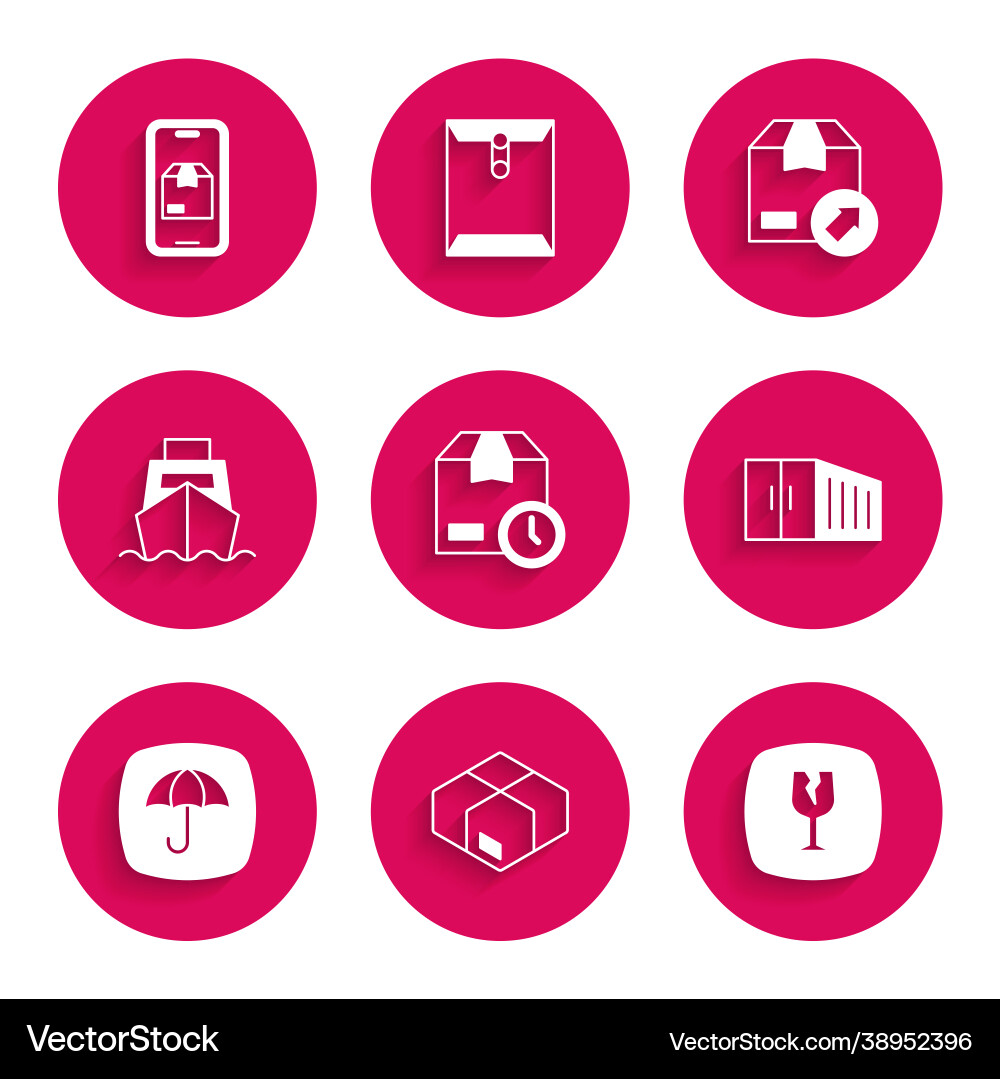 Set cardboard box with clock carton cardboard Vector Image