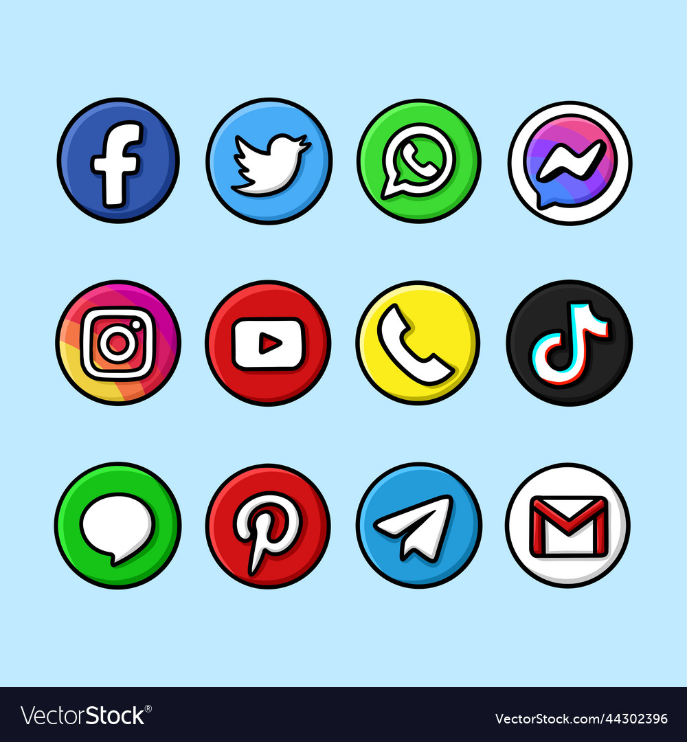 Social Media Set Cartoon Royalty Free Vector Image Social Media Set Cartoon Royalty Free Vector Image