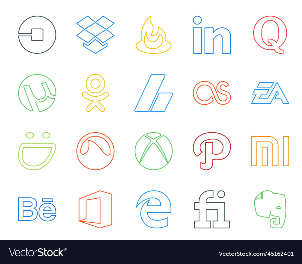 20 social media icon pack including grooveshark