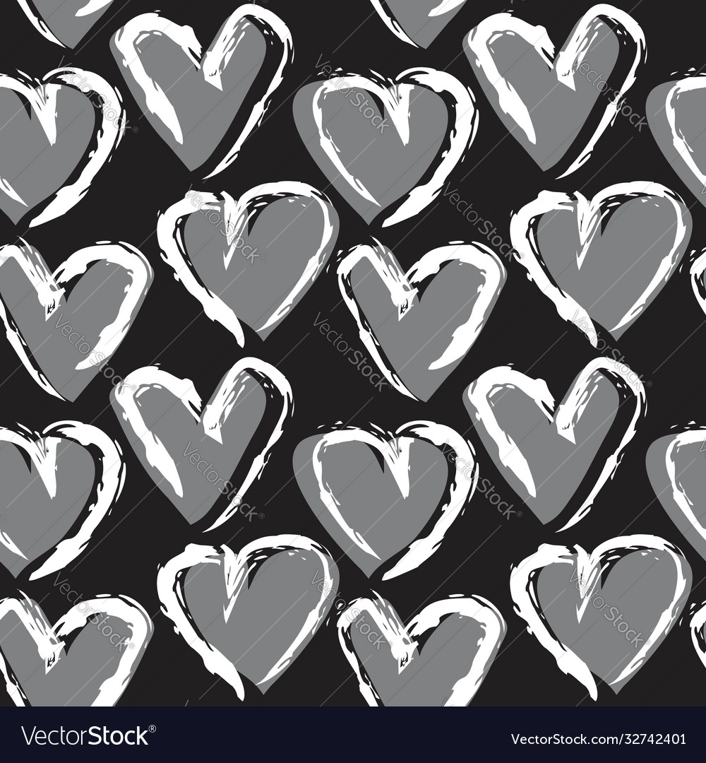 Black and white heart shaped brush stroke Vector Image