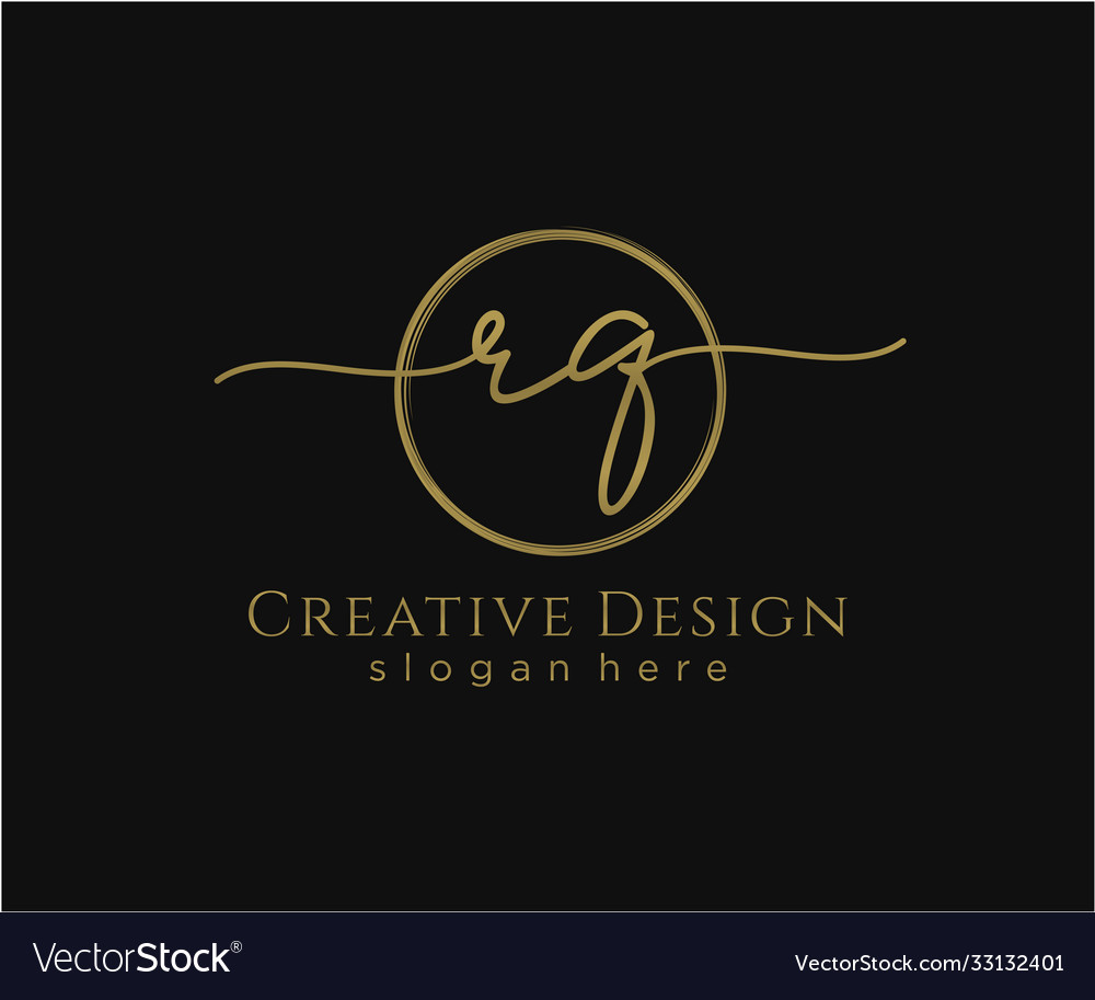 Initial rq handwriting logo with circle template Vector Image