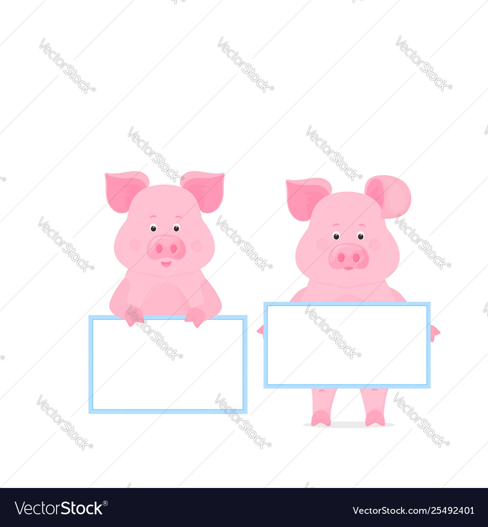 Pig hold a blank sign clean poster empty Vector Image