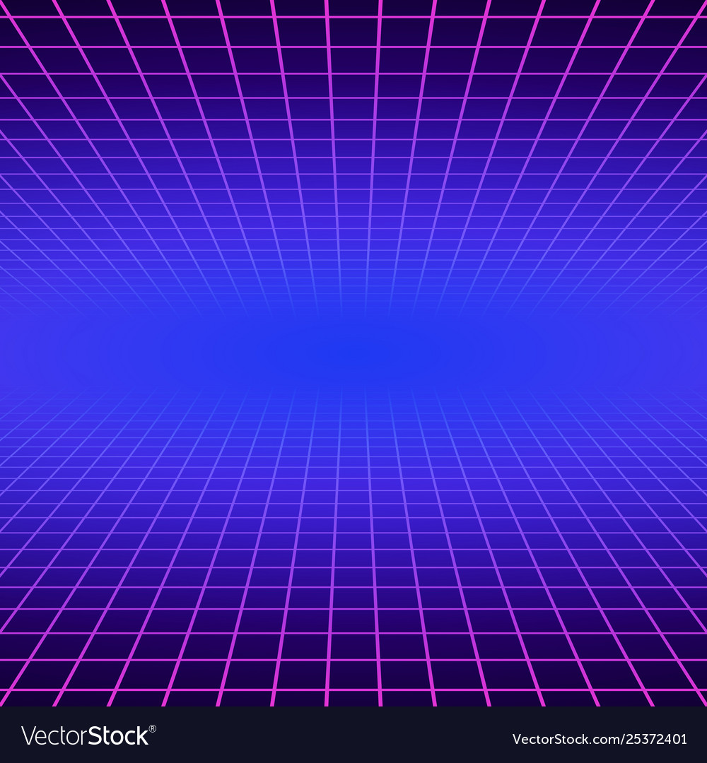 Retrofuturistic 80s Synthwave Grid Background Stock