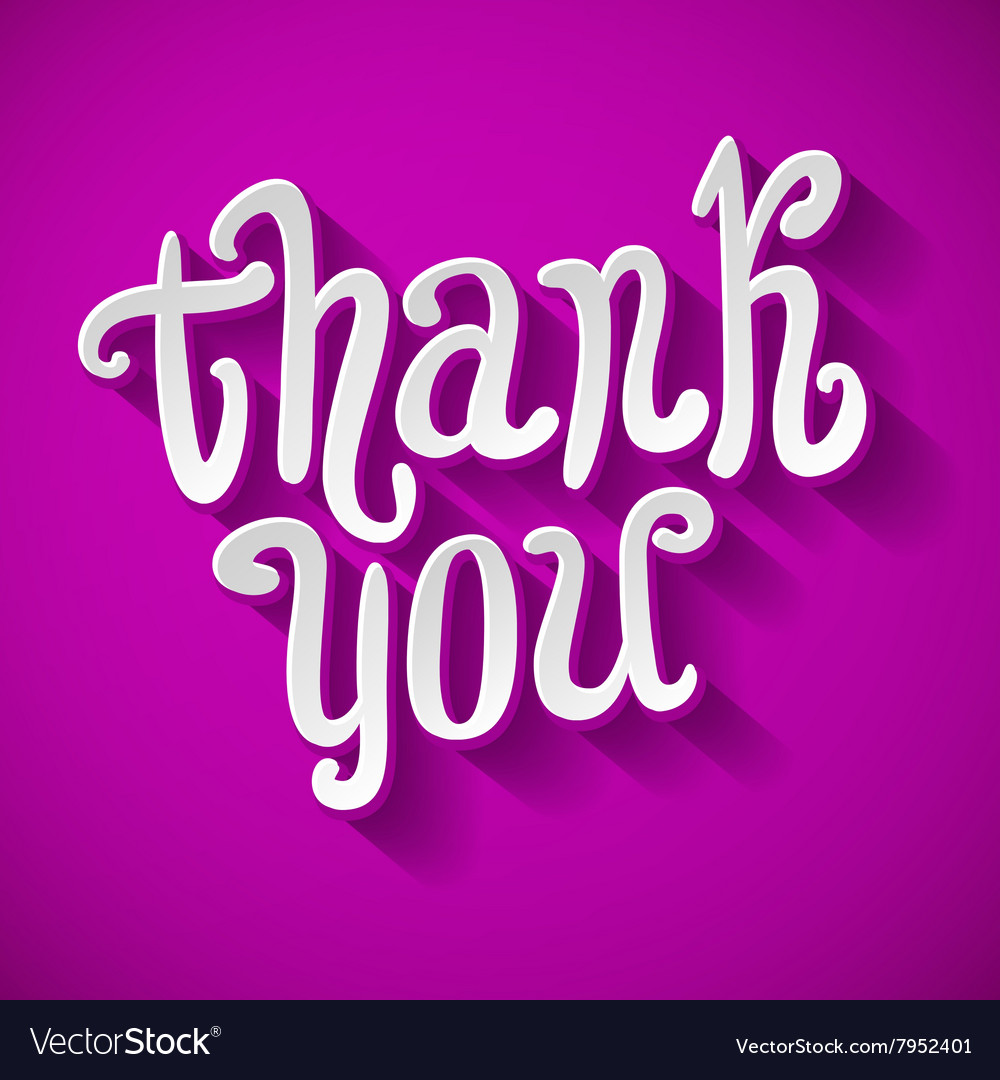 Thank you handwritten brush pen lettering on pink Vector Image