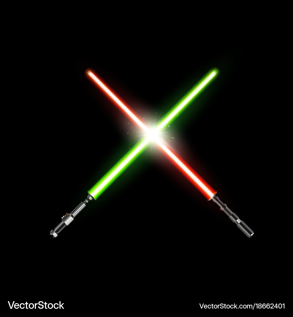 Two realistic light swords crossed 