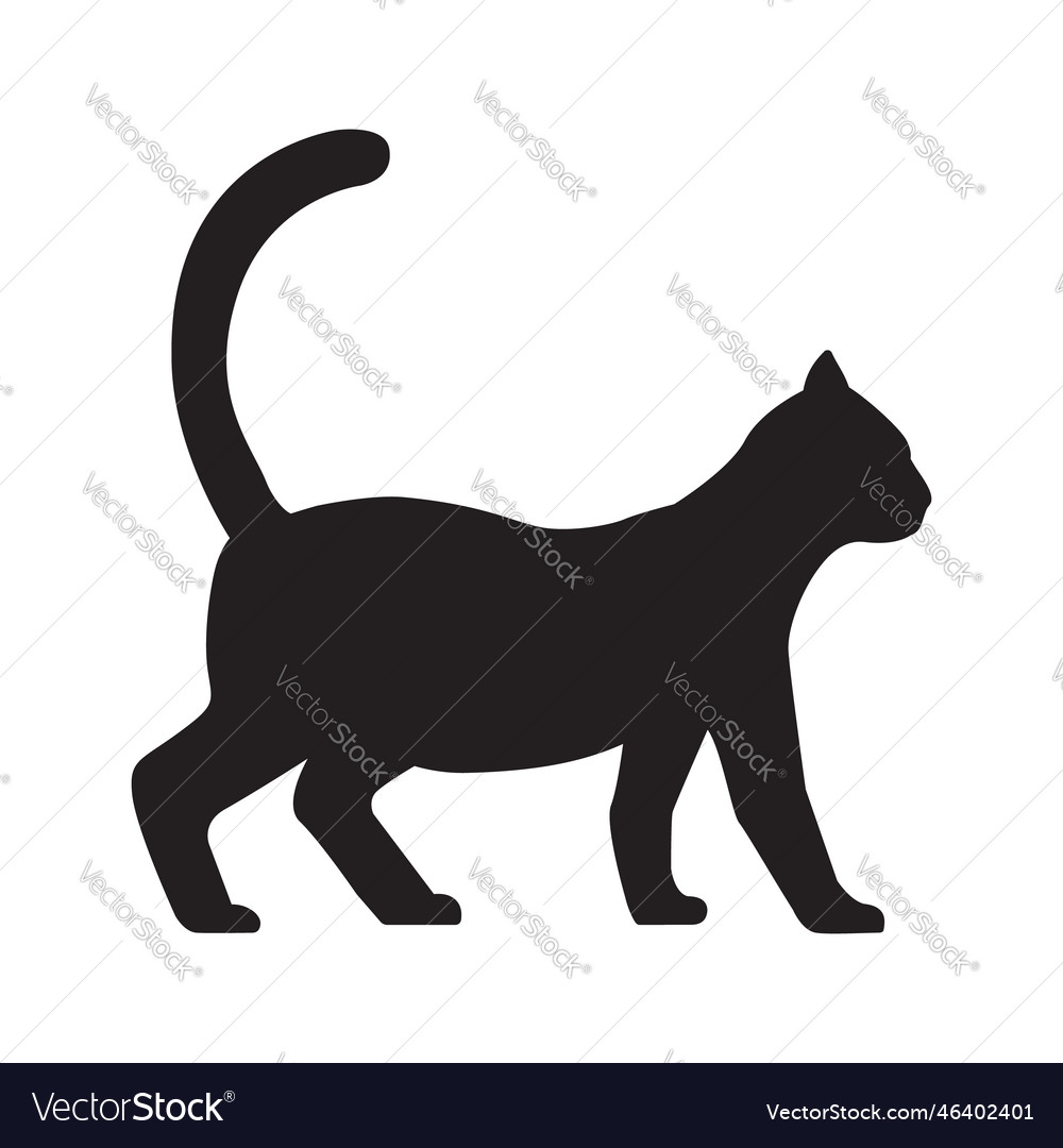 Vector Illustration Black Silhouette Of Walking Cat Isolated On White  Background. Cat Icon Royalty Free SVG, Cliparts, Vectors, and Stock  Illustration. Image 55063386.