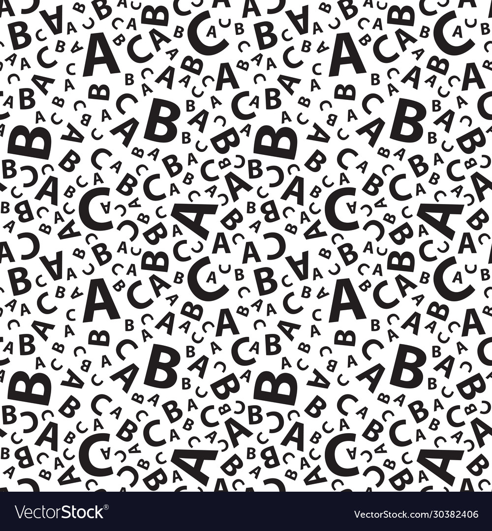 Black and white abc letter background seamless Vector Image