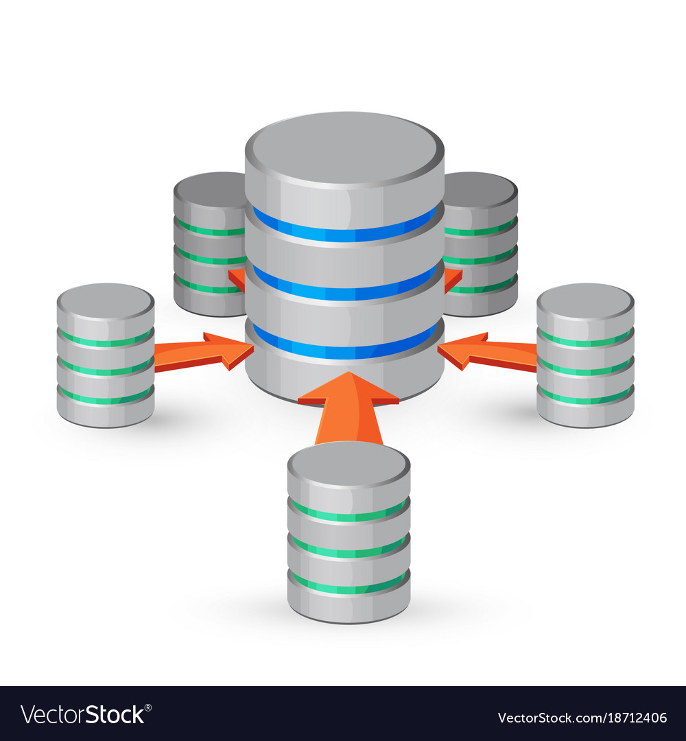 Database organized collection data depicted as Vector Image