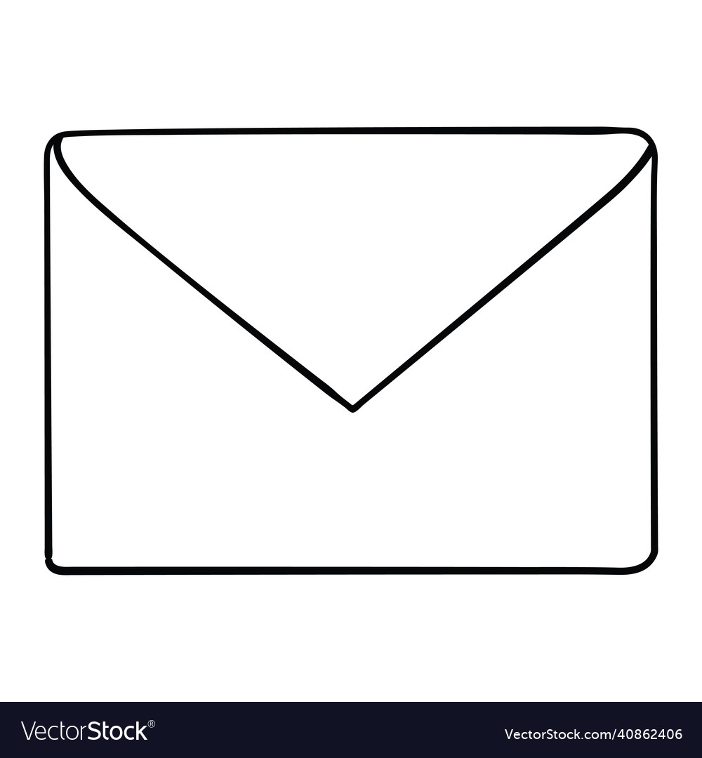 Envelope cartoon and black white hand drawn Vector Image