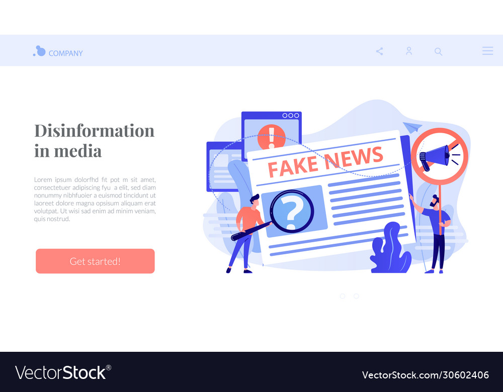 Fake news concept landing page Royalty Free Vector Image