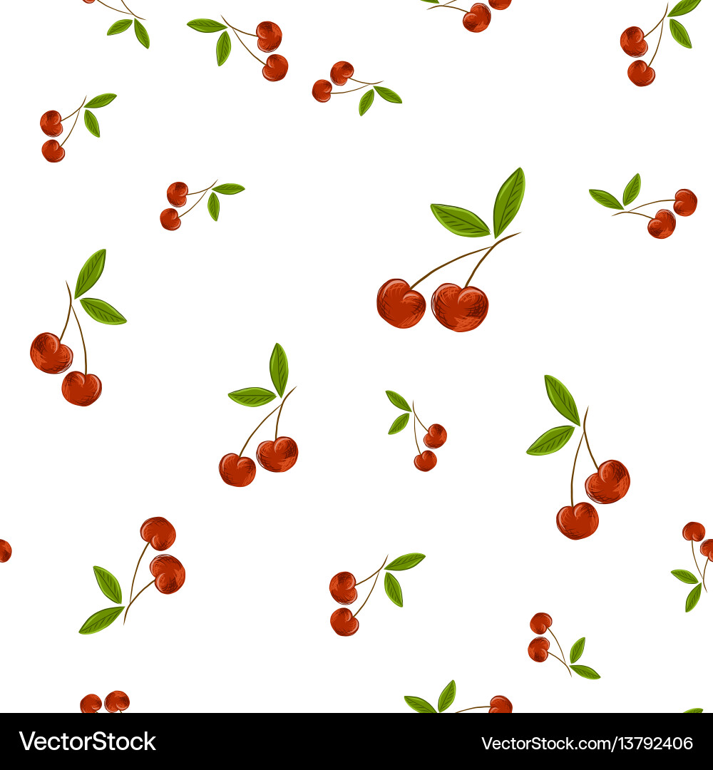 Hand drawn seamless pattern with cherry Royalty Free Vector