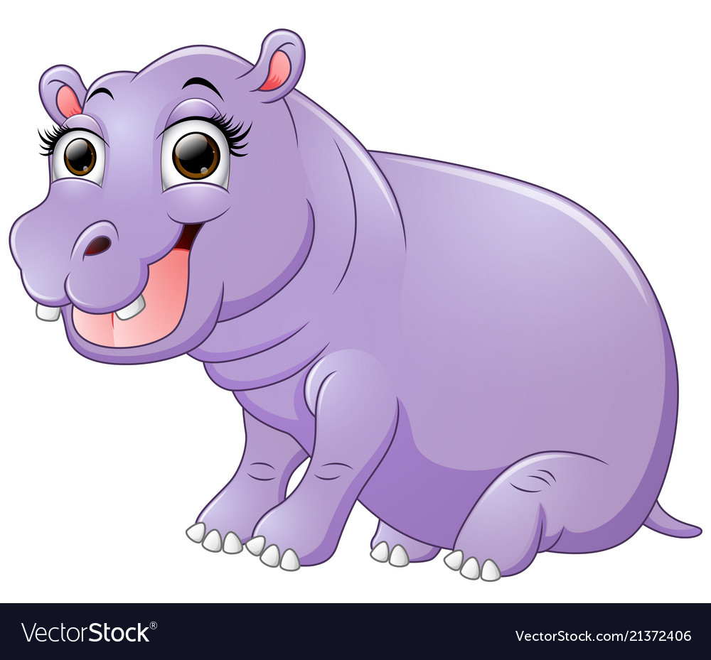 Happy hippo cartoon sitting Royalty Free Vector Image