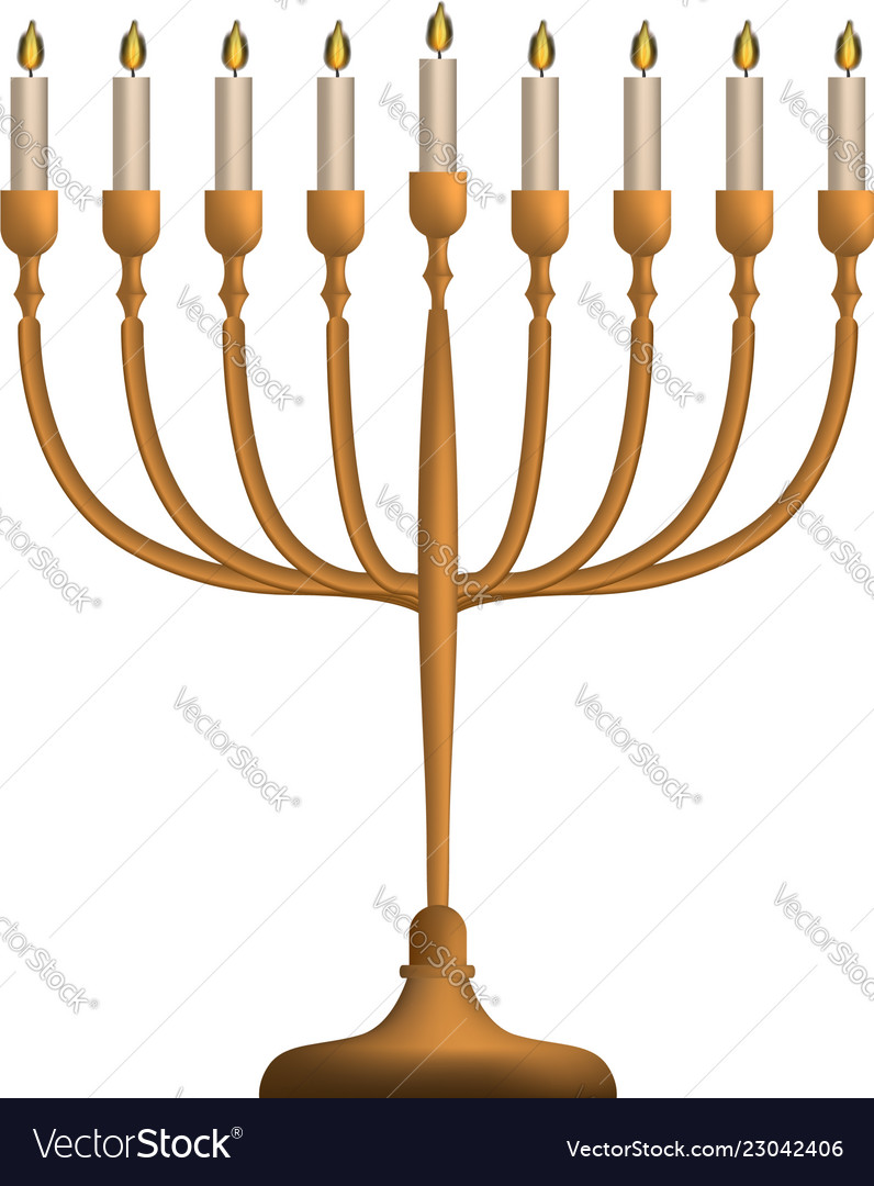 Jewish menorah icon realistic style Royalty Free Vector