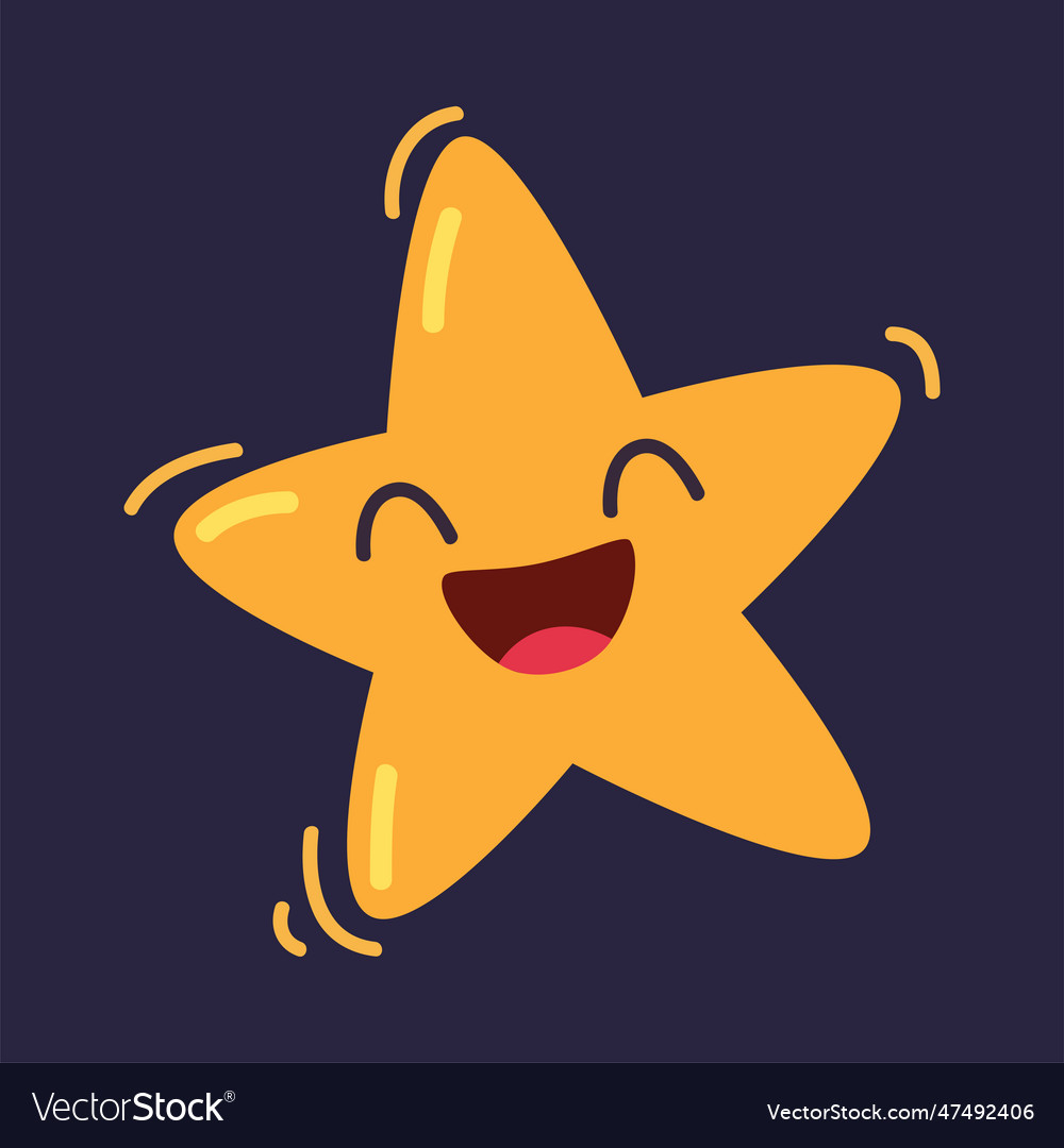 Little yellow smiling star in dark night sky Vector Image