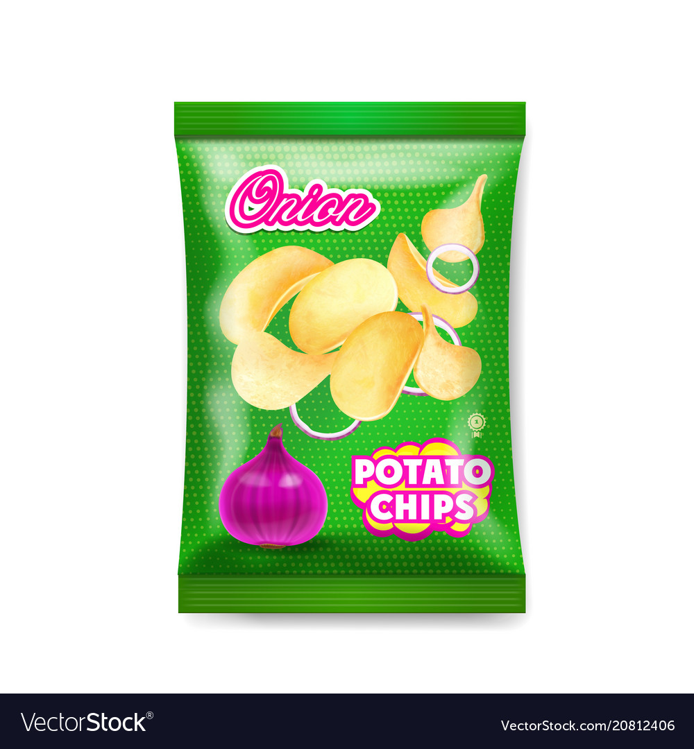 Potato Chips Onion Package Ads Royalty Free Vector Image