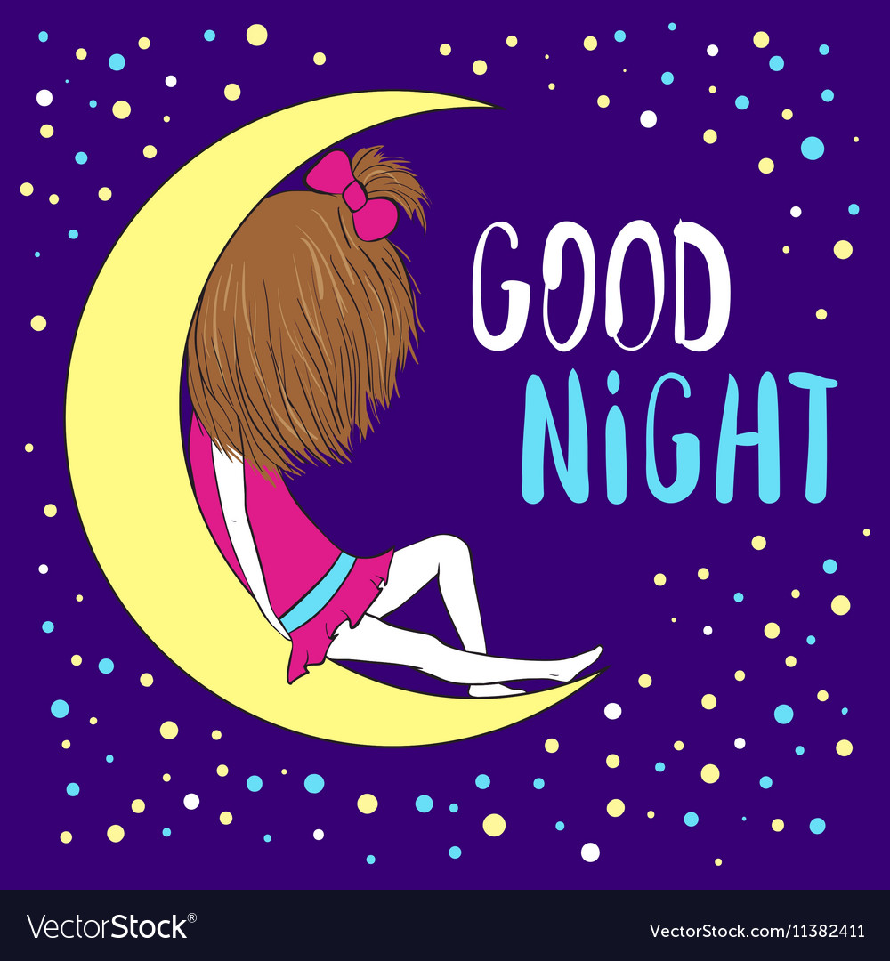 Good night greeting card Royalty Free Vector Image