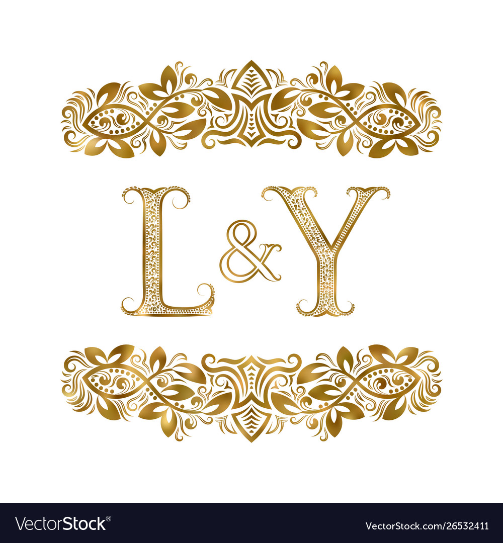 L and y vintage initials logo symbol letters