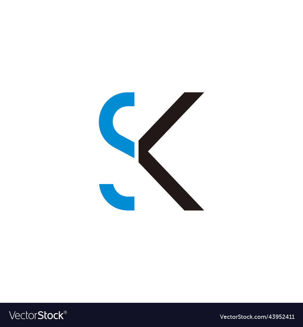 Letter sk linked slice simple logo Royalty Free Vector Image