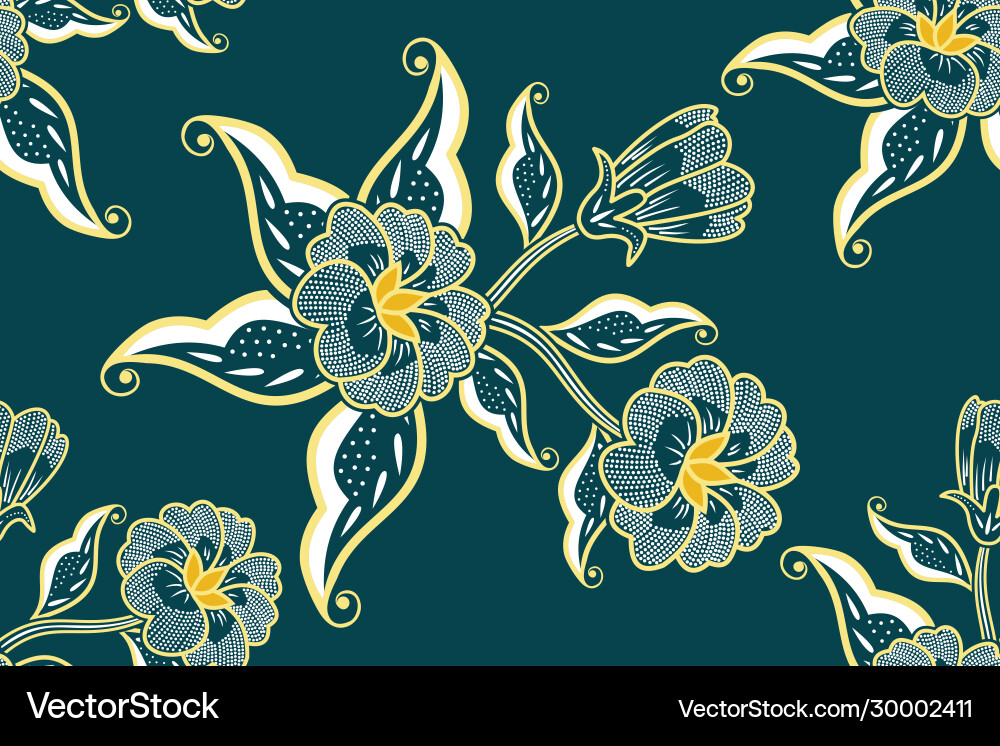 Seamless pattern with floral indonesian batik Vector Image