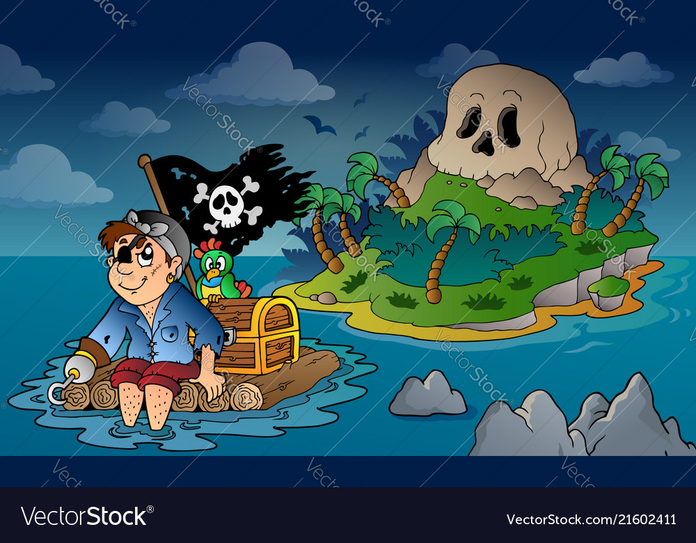 Theme With Pirate Skull Island 5 Royalty Free Vector Image