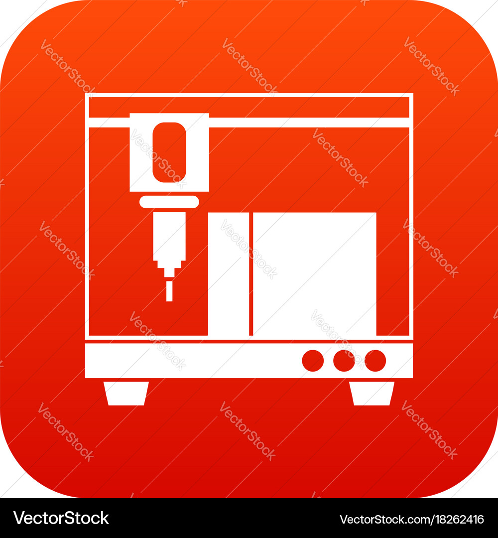 3d printer icon digital red Royalty Free Vector Image