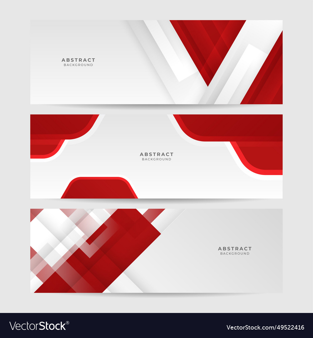 Abstract red and white grey tech geometric banner Vector Image