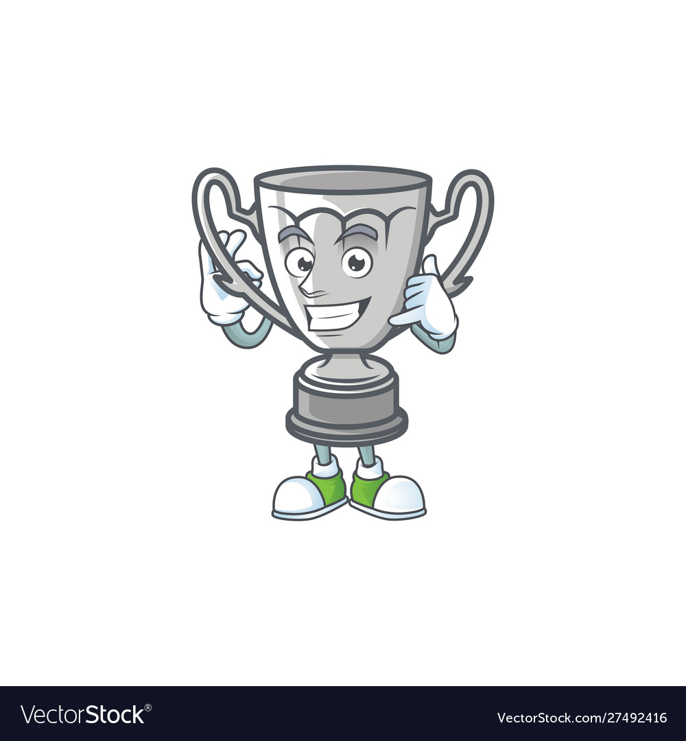 Call me cartoon silver trophy on white background Vector Image Call me cartoon silver trophy on white background Vector Image