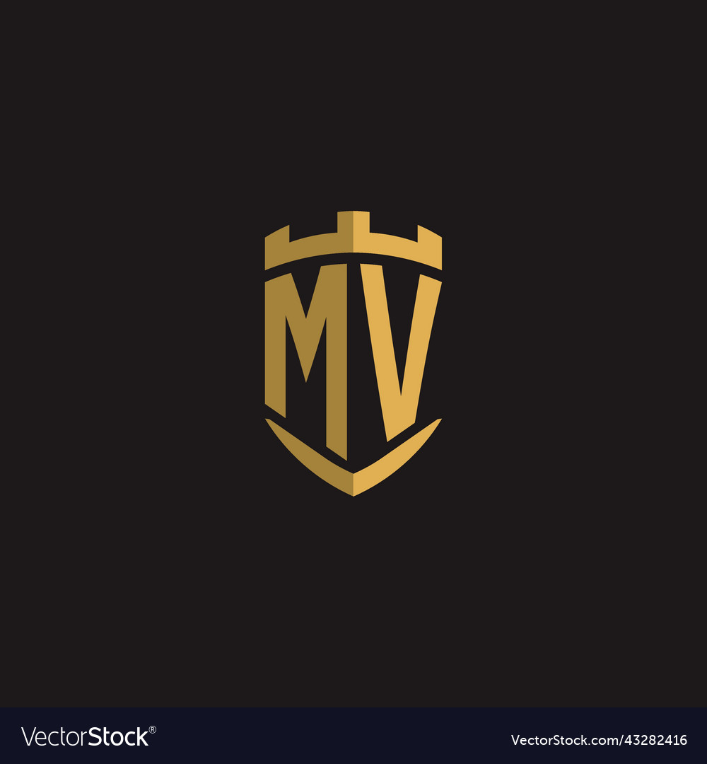 Initials mv logo monogram with shield style design