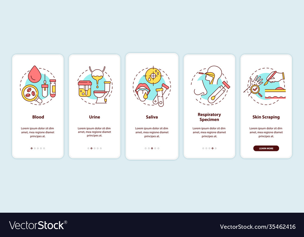 Lab samples onboarding mobile app page screen