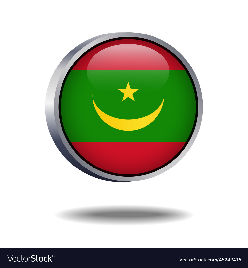 Mauritania flag button Royalty Free Vector Image