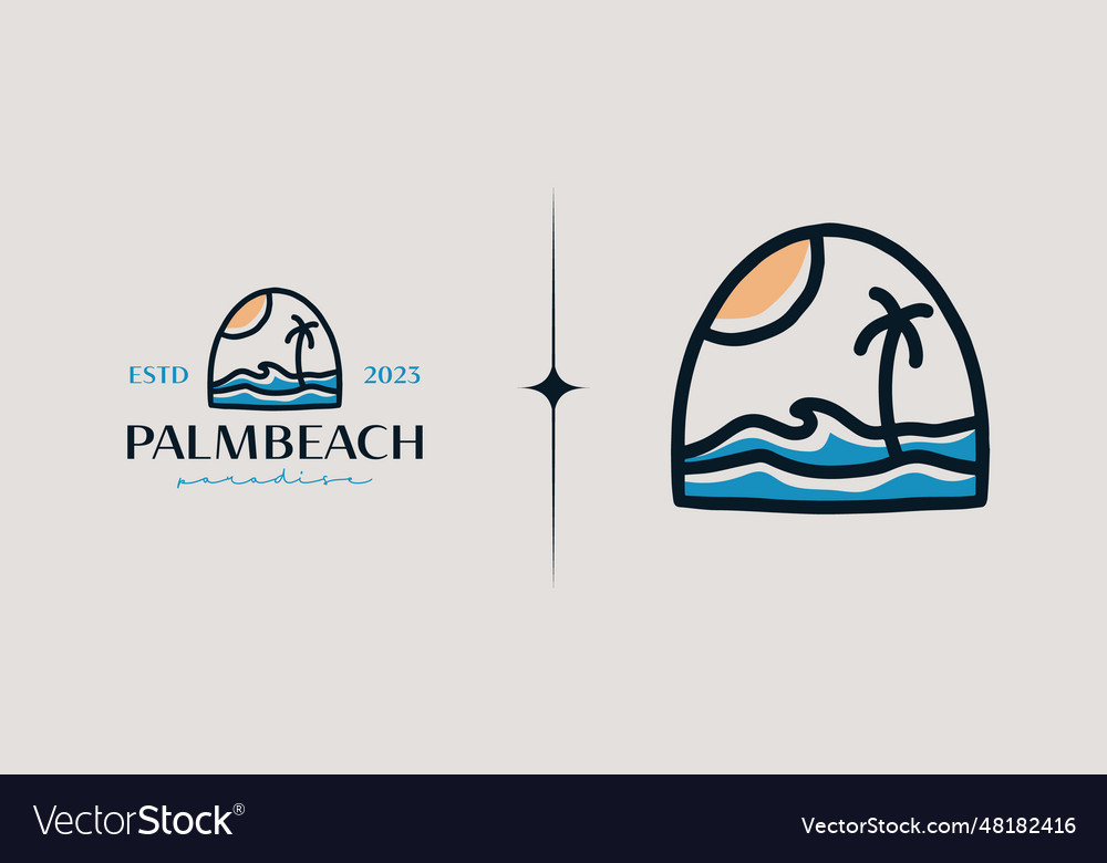 Palm tree beach logo template universal creative Vector Image